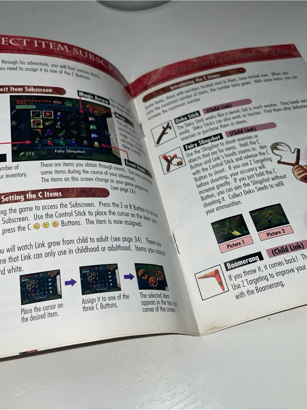 Nintendo Zelda Ocarina of Time Instruction Booklet - Gold, Red, Purple